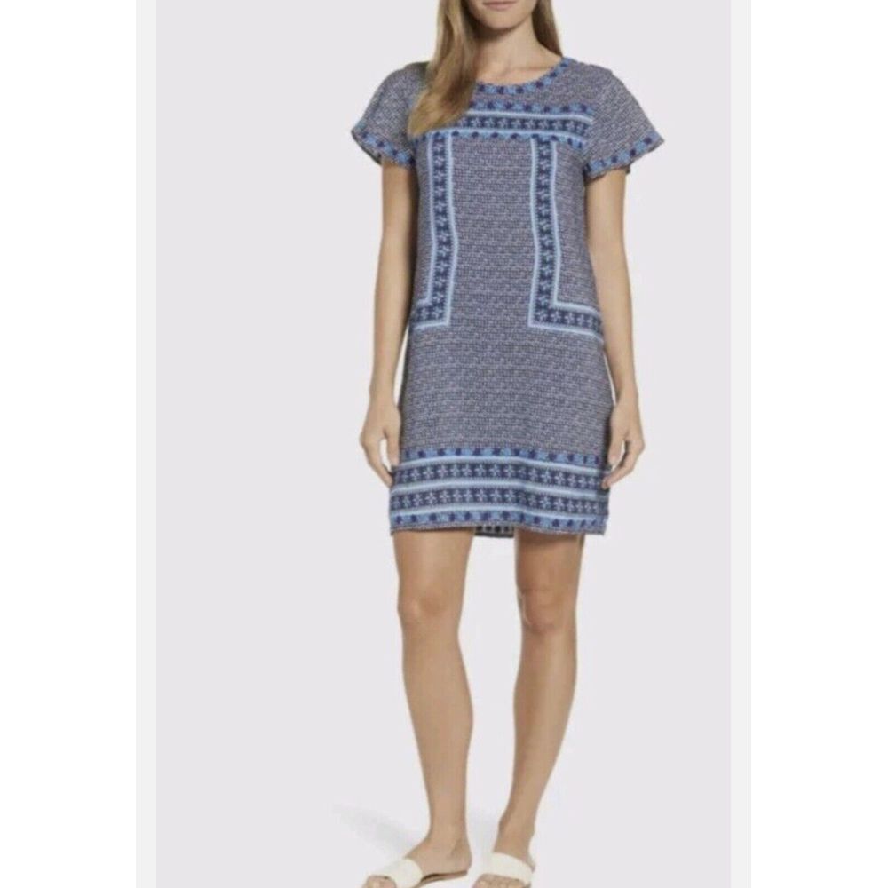 VINEYARD VINES Dot Embroidered Border Shift Dress Super Cute, Boho Chic! Size 8